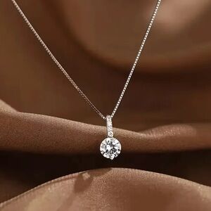 New, Elegant Silver Tone Pendant Necklace with box chain